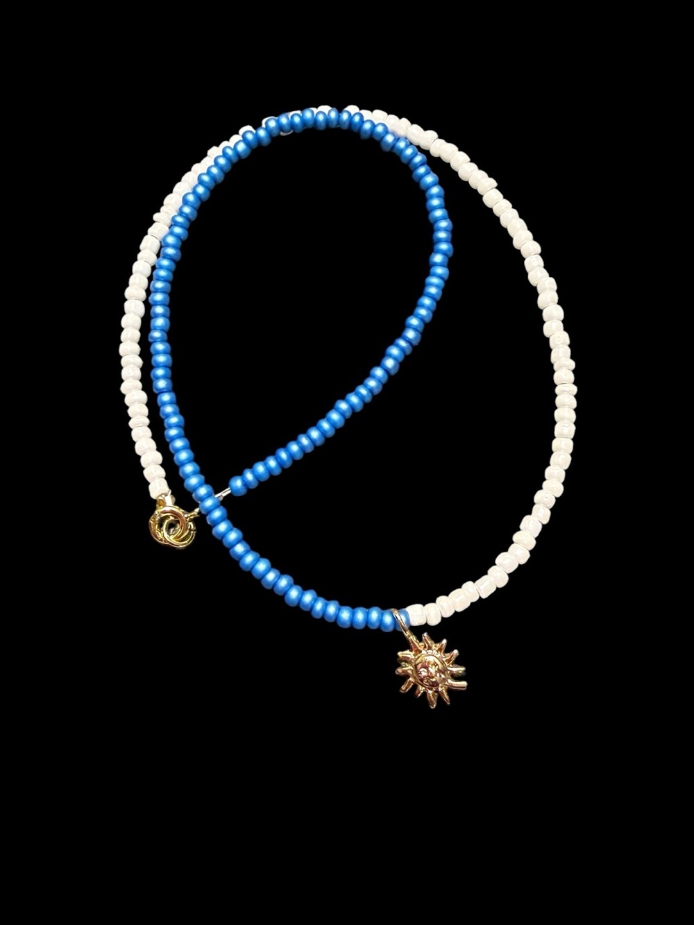 Two Tone Glass Bead Tiny Sun Necklace.